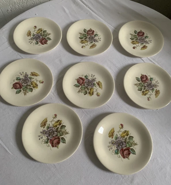 Lot D'assiettes à Dessert Vintage - Porcelaine - Motif Bouquet Champêtre Marron
