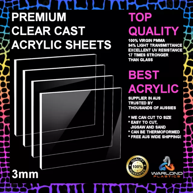 PREMIUM CLEAR PERSPEX ACRYLIC SHEETS 3mm THICK【UP TO 15% OFF】✪ FREE SHIPPING