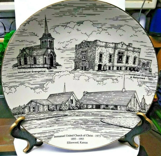 Rare Vintage Founders 8" Plate Immanuel United Church Of Christ Ellinwood Kansas