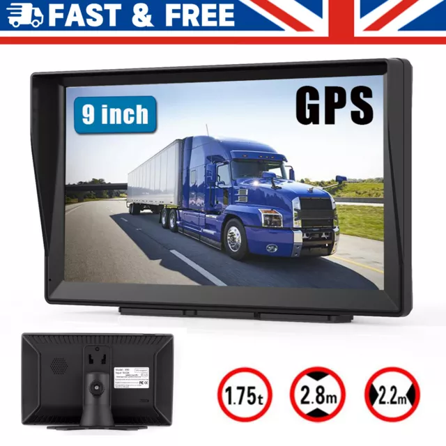 9" Truck Sat NAV GPS Navigation HGV LGV Lorry UK & Europe 2024 Lifetime Maps NEW