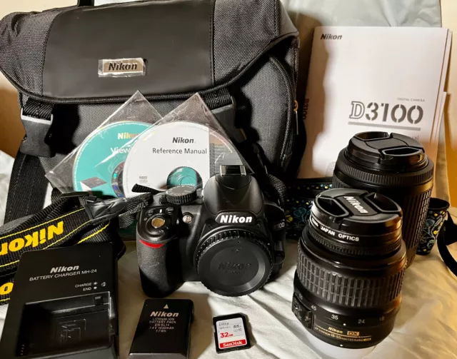 NIKON D3100 BUNDLE - 10.2MP SLR Camera with 2 Nikkor Lens 18-55mm & 55-200mm