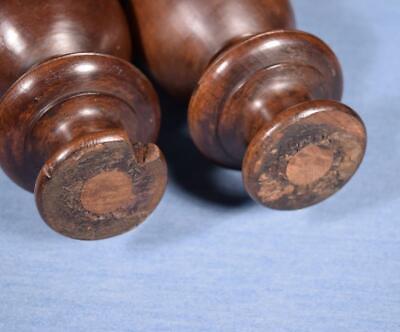 *18" Pair of French Antique Solid Walnut Posts/Pillars/Columns/Balusters Salvage 11