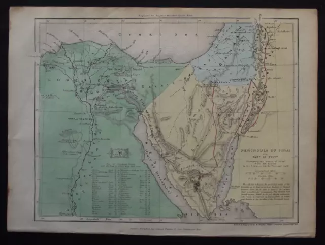 Antique Map: Sinai Peninsula by William Hughes, Samuel Bagster & Sons, 1847