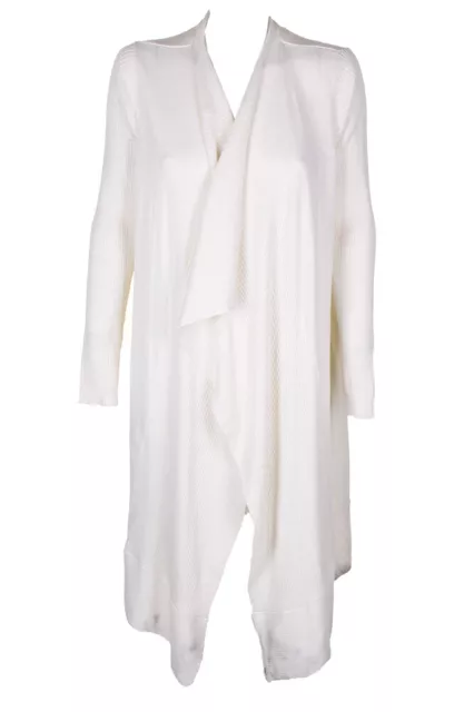 Kensie Ivory Mixed Knit Open-Front Waterfall Long Sleeve Cardigan  S