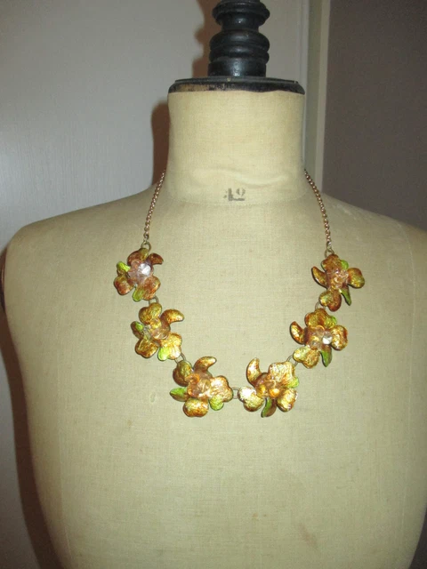Grand Pendentif Broche Fleurs En émaux De Limoges Vintage - Années 60 - Occasion
