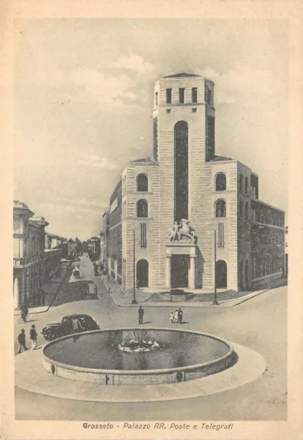 7149) Grosseto, Palazzo R.r. Poste E Telegrafia. Animata, Automobile. Vg.