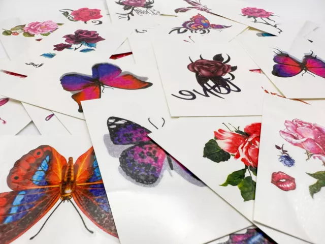 50 Sheets Butterfly Flower Waterproof Temporary Tattoo Fake Sticker Party Body 3