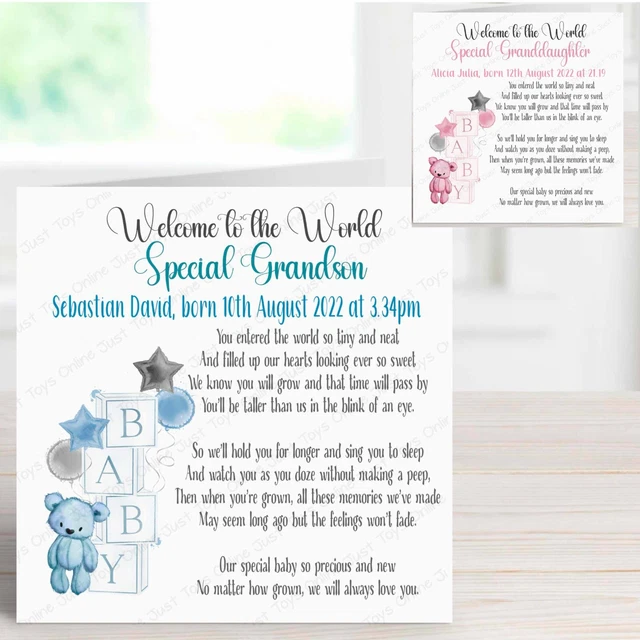 White Cotton Birth Of Granddaughter Card – S105 – HUGS & KISSES - View #3