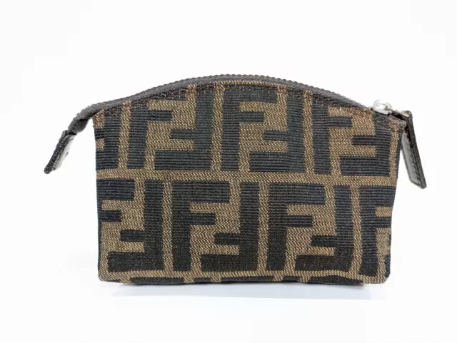 FENDI mini Pouch coin purse Zucca Brown nylon Authentic