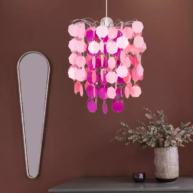 LED Hänge Lampe Kinder Spiel Zimmer Beleuchtung Decken Leuchte Pendel rosa-pink