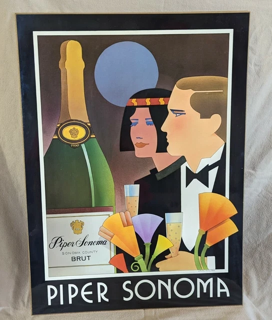 1980 Piper Sonoma Wine Stephen Haines Hall  Brut Champagne Cardboard Stand-Up TC