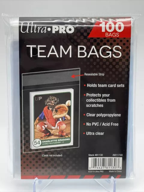 Ultra Pro TEAM Bags 1 Pack of 100 Resealable Team Bags