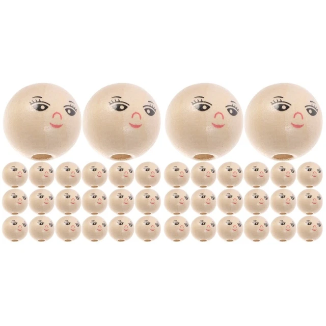 100 Pcs Painted Wooden Beads Doll Wooden Beads Macrame Garland Wreath