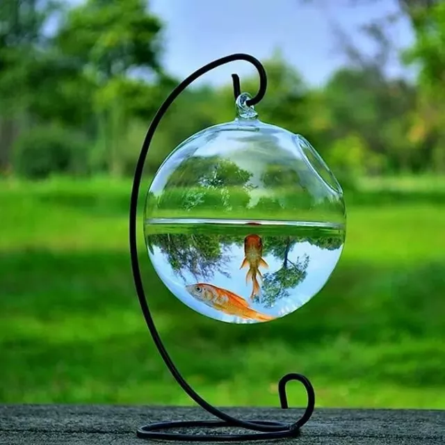 (2 Sets) Fishbowl Tank with Stand Fish Small Table Glass Fishbowl Vase