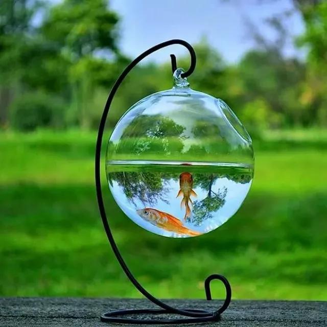 Double Delight (2 Sets) Fishbowl Tank with Stand - Small Table Glass Fishbowl
