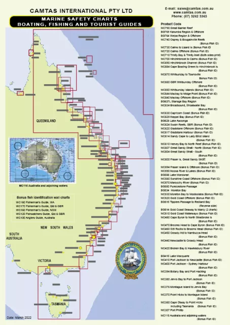 Small Ship, Fishing, Tourist Marine Chart - AUSTRALIA & ADJACENT WATERS + BONUS 3