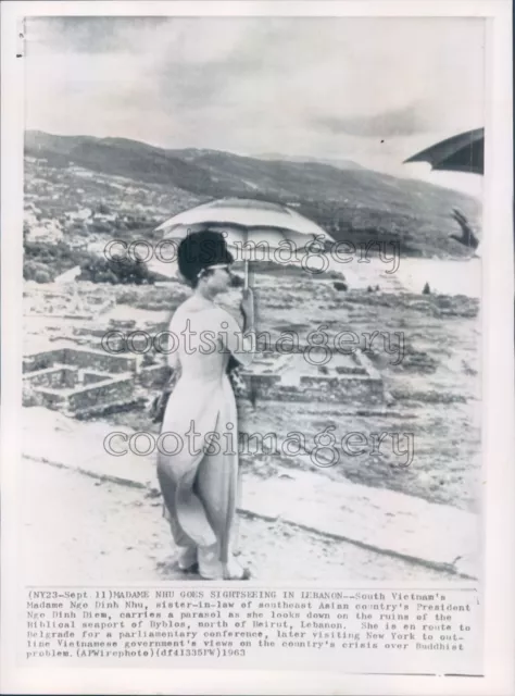 1963 Press Photo Madame Ngo Dinh Nhu of Vietnam at Ancient Byblos Lebanon