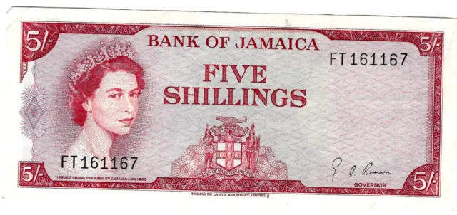 1960 Bank of Jamaca 5 Shillings
