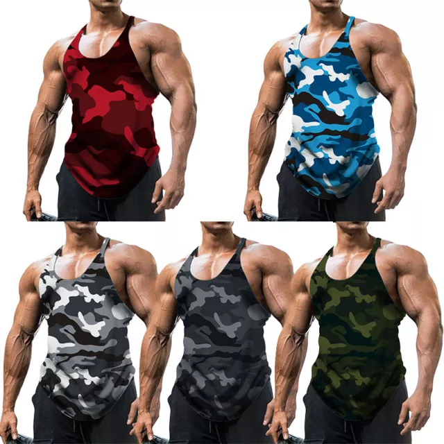 Men Gym Tank Top Vest Sleeveless Bodybuilding Fitness Muscle Tee T-shirt USA❤