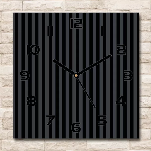 Reloj Decorativo de Vidrio Templado Estilo Moderno 30x30 Rayas negras y grises O