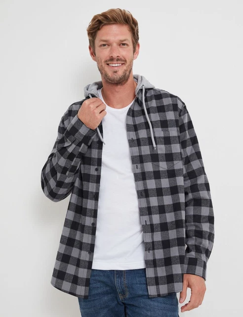 Rivers Flannel Long Sleeve Shirt With Hood Mens Size 3Xl