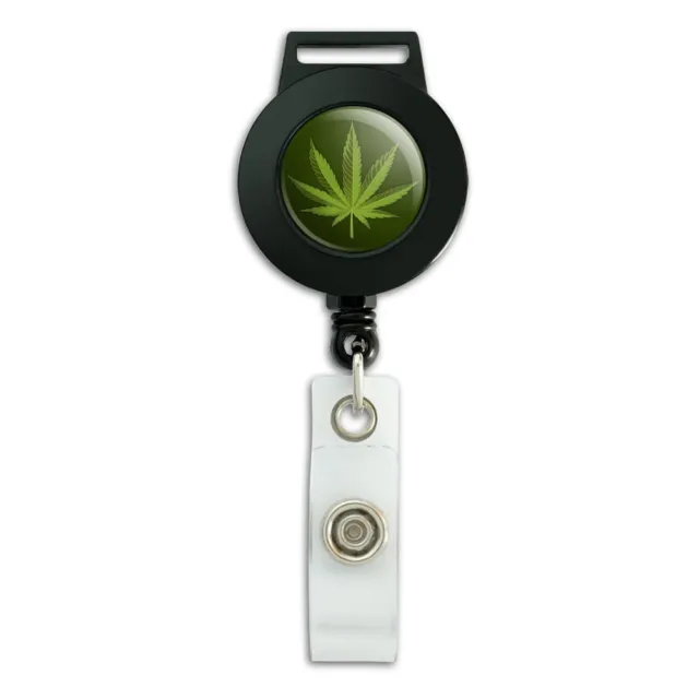 MARIJUANA LEAF DESIGN Cannabis Pot Lanyard Retractable Reel Badge