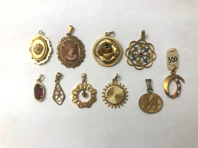 Ancien pendentif en plaque or ( fix) avec turquoise - Montres & Bijoux