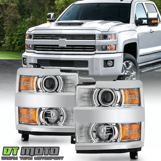 2015-2019 Chevy Silverado 2500HD 3500 HD Chrome Projector Headlights Headlamps