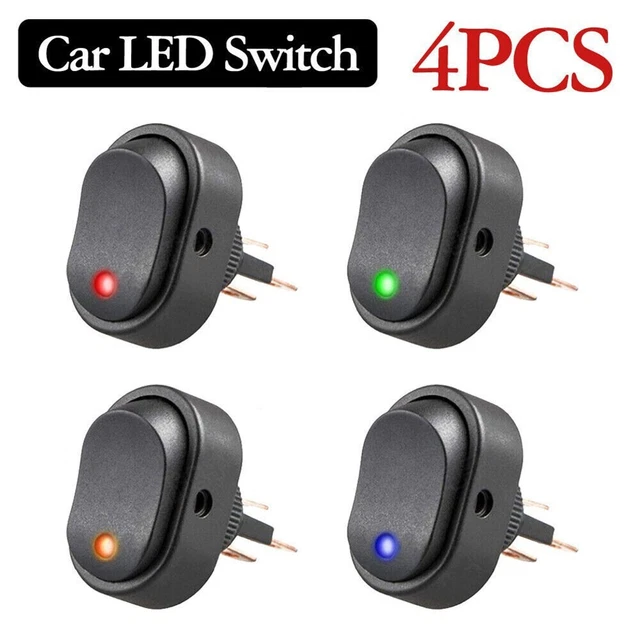 YINETTECH Lot De 4 Interrupteurs à Bascule DPST 22x19 Mm – 6A/250V, ON/OFF, Pour Bateau, Camping-car, Voiture