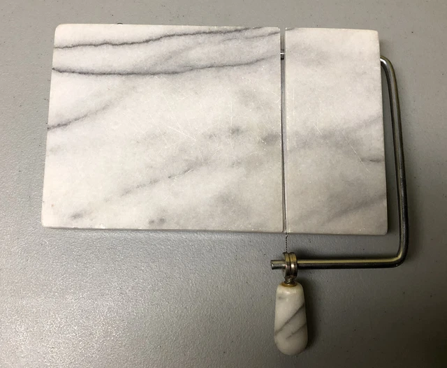 Vintage Black and White Marble Cheese Board with Wire Slicer w/2x wires