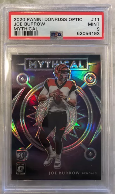 2020 Panini Optic Joe Burrow RC Mythical Prizm PSA 9. Rookie.