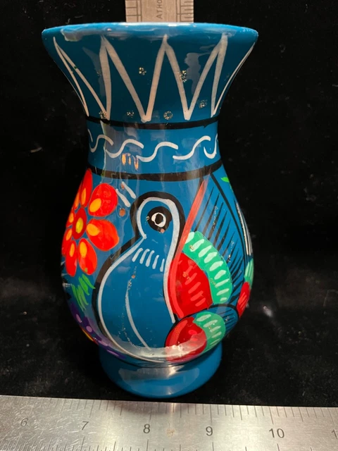 Talavera Bird and Flowers Mexican Pottery Bud Vases