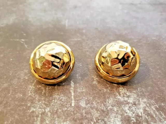 Givenchy Paris New York Big Hammered Dome Clip On Earrings