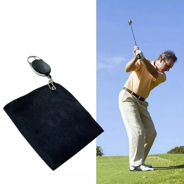 Cotton Golf Ball Cleaning Towel with Retractable Golf Wet and Dry Towel  Golfer