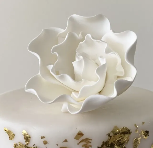 White Single Rose Sugar flowers wedding birthday cake decoration topper
