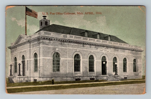Coldwater MI, US Post Office, Michigan Vintage Postcard