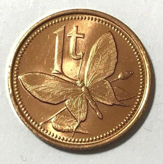 Papua New Guinea 1 toea, Butterfly, Insect animal wildlife coin