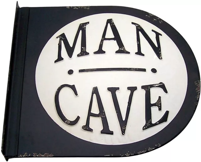 Distressed Tin Man Cave Sign, Wall Mounted, Retro Style Bar Décor, 14.25 Inches 2