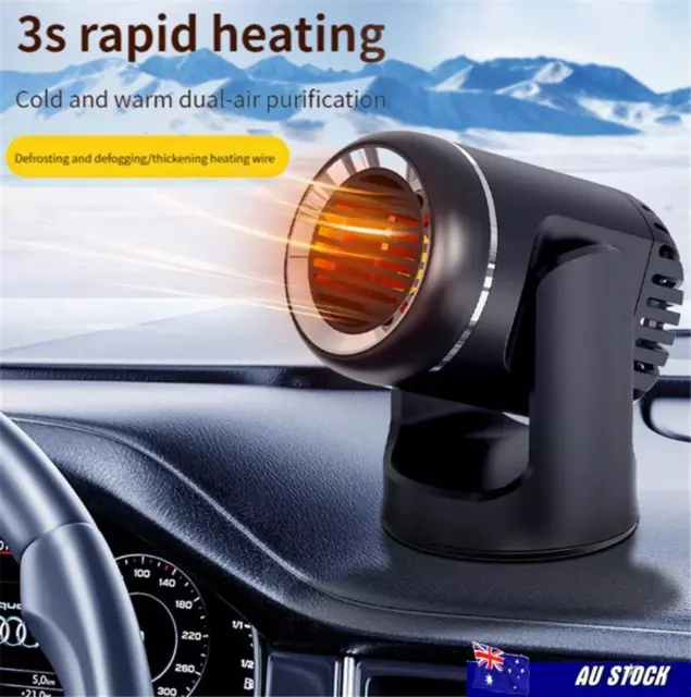 200W Electric Car Air Heater Reusable Portable Auto Heating Cooling Fan 360° -AU