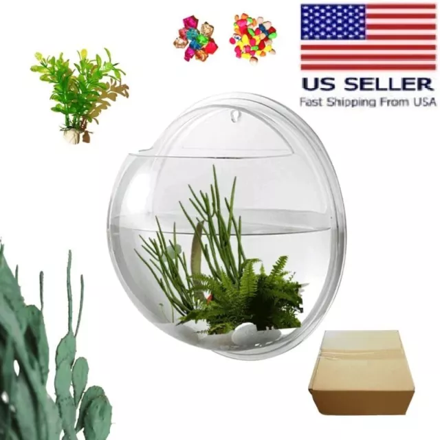 Hanging Wall Mounted Fish Tank Hanging Bowl for Water Plant Fish Bubble Tank Pot