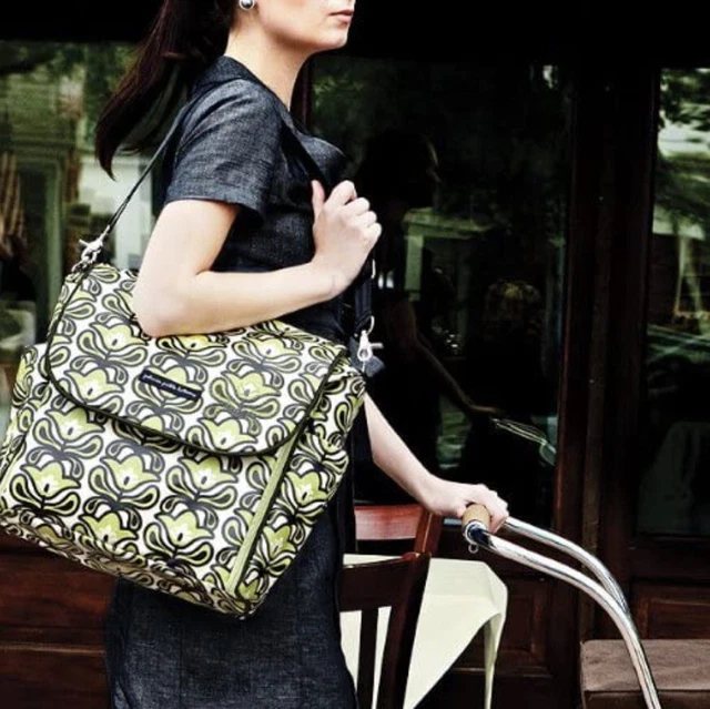 Petunia Pickle Bottom diaper bag boxy Backpack Messenger Dancing In Dublin Green