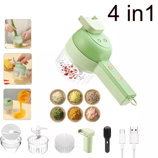 4In1 Multifunctional Electric Vegetable Cutter Slicer Garlic Mud Masher Chopper