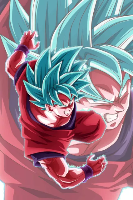 Dragon Ball Poster DBS Goku SSJ Blue Fight Pose 12inx18in Free Shipping