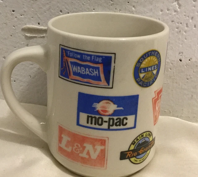 Vintage Railroad Lines Coffee Mug Logos Amtrak Wabash Chessie B&O Union Pacific