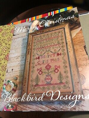 RARE HTF Blackbird Designs Blackbird Designs Merry Christmas Ella Vaughn Cross Stitch Chart 