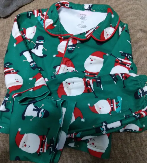 Infant Boy Sz 2t Carters Pajama Set Christmas Santa