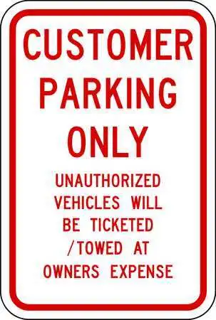 Lyle Rp-017-Rw-18Ha Customer Parking Sign, 18" W, 24" H, English, Aluminum,