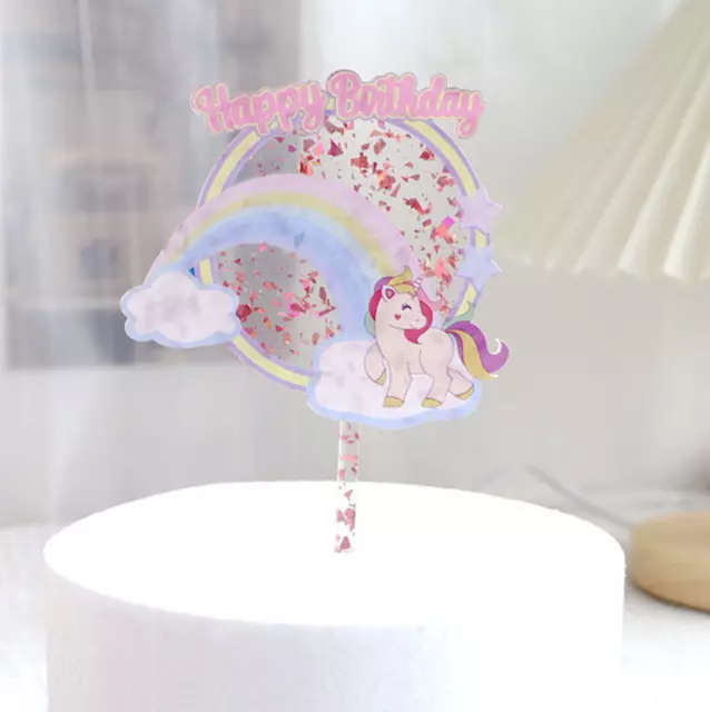 Rainbow Unicorn Cake Topper Happy Birthday Party Cake Decoration 120*130