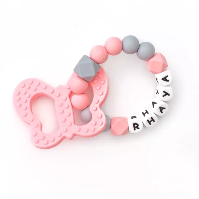Personalised Teething Ring|Silicone Chew Toy|Baby Teether Butterfly|Baby Gift