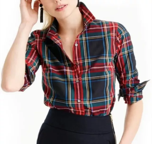 New J.CREW Size 6 Slim Perfect Button Down Shirt Stewart TARTAN PLAID Women’s